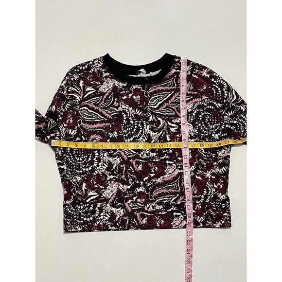 Joie Caleigh Floral Paisley Printed Sweatshirt Thumbhole‎ Burgundy Red Medium - Picture 7 of 12